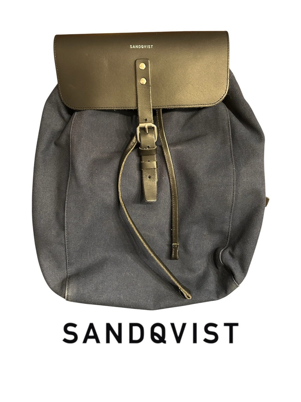 🇸🇪 Sandqvist Navy Canvas Backpack with Black Trim